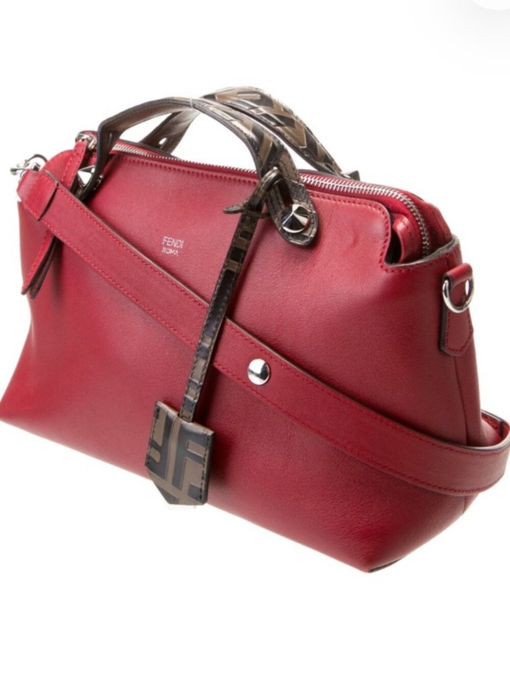 Fendi Zucca FF By The Way , Shoulder Bag Red Ladies, Excellent Conditions!!